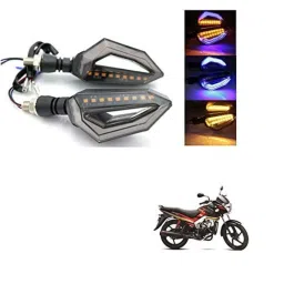 Kozdiko 4 Pcs Bike D Shaped 9 LED Front &a; Rear Side Turn Signal Indicator Light Set for Mahindra Centuro-picture-0