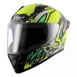 Vega Bolt Bunny ABS Black &a; Neon Yellow Full Face Helmet, Size: Medium-picture-35