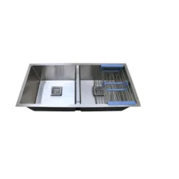 Rigwell Lifetime 40x18x10 inch Stainless Steel Steel Single &a; Double Bowl Handmade Kitchen Sinks with Drain Board-image-69