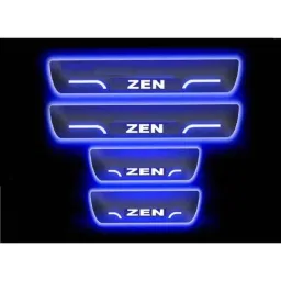 Car Accessories Hub 4 Pcs Acrylic Black Sill Scuff Plate Set with Blue LED for Maruti Suzuki Zen All Model-picture-31
