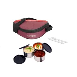 Carrolite 600ml Maroon &a; Black Stainless Steel Lunchbox, Black_018 (Pack of 3)-16