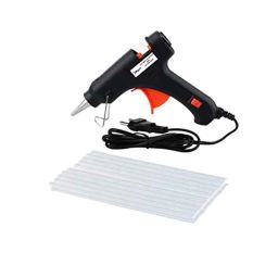 Hillgrove Electric Mini 20W Black Small Hot Gum Glue Gun With 20 Pcs Hot Melt Glue Stick Set-8