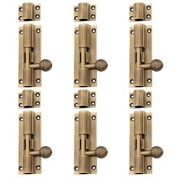 Atom 8 inch Brass Antique Finish Aluminium Tower Bolt, TB001 (Pack of 6)-12