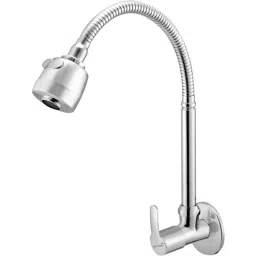 Prestige Q3 Brass Chrome Finish Silver Flexible Sink Cock with Wall Flange-image-84
