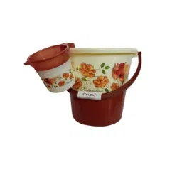 Joyo 2 Pcs 25L Plastic Brown Round Bucket &a; 1500ml Matching Mug Set-image-57