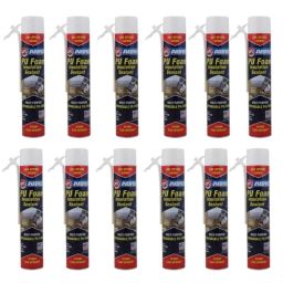 Abro 12 Pcs 750ml Multipurpose Expandable PU Foam Insulation Sealant Spray Set, PUF-750-47