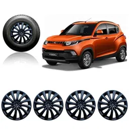 Auto Pearl 4 Pcs 14 inch Black Press Fitting Wheel Cover Set for Mahindra KUV100-11