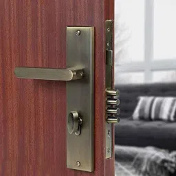 Saze 10 inch Stainless Steel Antique Brass Finish Cylindrical Plate One Side Key Mortise Door Lock Handle Set with 3 Keys, LB-304-image-68