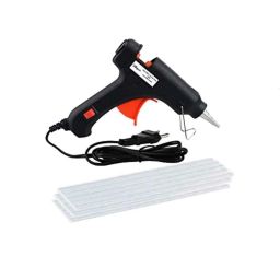 Hillgrove Electric Mini 20W Black Small Hot Gum Glue Gun With 15 Pcs Hot Melt Glue Stick Set-9