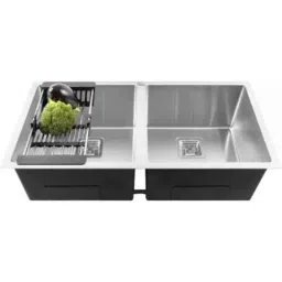 Fossa FS-11 45x20x10 inch Stainless Steel Matt Finish Silver Double Bowl Handmade Kitchen Sink-image-87