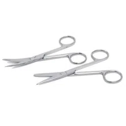 Forgesy 2 Pcs 8 inch Stainless Steel Straight &a; Blunt Dressing Surgical Scissor Set, GSS098-6