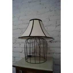Tucasa Superb Metal Wire Table Lamp with Off White Polycotton Shade, TB-04-14