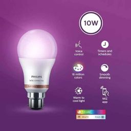 Philips Wiz Connected 10W B22 Warm White Smart Wi-Fi LED Bulb with 16M Colour, Wiz10_1 (Pack of 10) image 2