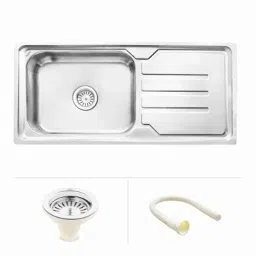Ruhe 42x20x9 inch Stainless Steel Glossy Finish Square Single Bowl Kitchen Sink with Drainboard, 13-0201-05-picture-41