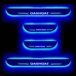 SureStrive 4 Pcs Acrylic Black Car Door Footstep Sill Scuff Plate Set with Blue LED for Nissan Qashqai All Model-image-57