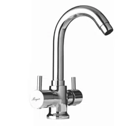 Mayur Ocich Brass Wall Mounted Silver Centre Hole Basin Mixer with Connection Pipes-17