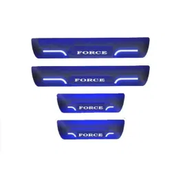Car Accessories Hub 4 Pcs Acrylic Black Sill Scuff Plate Set with Blue LED for Force Motors All Model-image-55