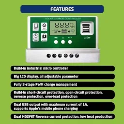 Servotech 30A 12V &a; 24V Solar Charge Controller with LCD Display (Pack of 2) image 4