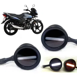 Auto Pearl 2 Pcs 12V Black Bike Front LED Indicator Light Set for TVS Sport, F408-picture-8