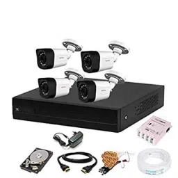 CP Plus 2.4MP 4 Pcs White &a; Black Camera &a; 4 Channel DVR Kit with All Accessories, 4CHDVR-4B-03-11