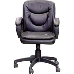 KDF Mart Upholstery Fabric Black Medium Back Adjustable Executive Swivel Chair with Back Support, MIS162-34