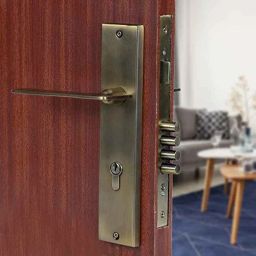 Voltizi Bentley 10 inch Stainless Steel 304 Antique Brass Finish Cylindrical Plate Mortise Door Lock Handle Set-image-61