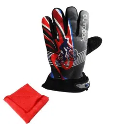 AllExtreme EXOFF1G Extra Large Red Bike Racing Unisex Full Finger Gloves with Microfiber Towel-image-94
