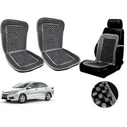 Auto Pearl PU, Velvet &a; Wooden Beads Grey Rectangular Seat Cushion for Honda Ivtec 2016 (Pack of 2 )-image-46