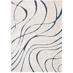 Carpetify 3x5ft Microfiber Ivory &a; Blue Floral Shaggy Carpet, 1224YR0BQ6N-picture-35