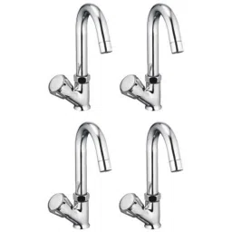Drizzle Conty 4 Pcs Brass Chrome Finish Silver Swan Neck Pillar Cock Set, ASWANCONTI4-image-81
