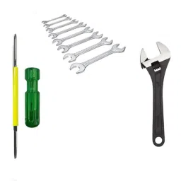 Hillgrove HGCM447M1 8 inch Universal Multi-Function Adjustable Wrench, 8 Pcs Open End Wrench Set &a; 2-in-1 Screwdriver Combo, HGCM746-16