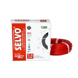 Selvo 1.5 Sqmm Red PVC Insulated Multistrand Flame Retardant Copper Cable, SELCAB15R, Length: 90 m-28