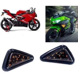 Auto Pearl 2 Pcs 12V Black Bike Side LED Indicator Light Set for TVS Apache RTR 310, A54-14