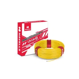 Havells Life Line 0.75 Sqmm Yellow Single Core FR PVC Copper Insulated Flexible Cable, WHFFCNYA1X75, Length: 90 m-image-67