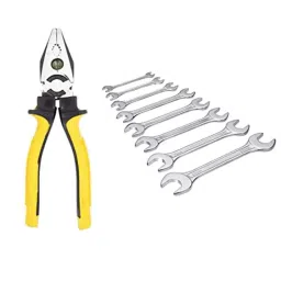 Hillgrove HGCM243 Chrome Vanadium Steel 8 inch Lineman Plier with 8Pcs Double Open Ended Wrench Set-10