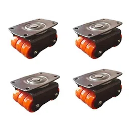 Implemental 4 Pcs 30mm Nylon Black &a; Orange Castor Wheel Set for Furniture &a; Table Trolley-image-31
