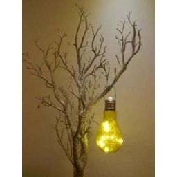Tucasa Steel Battery Operated LED Hanging Cum Table Lamp with Yellow Glass Shade, P3-C-1-7
