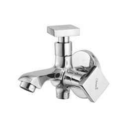 Oleanna MY-15B2IN1BC Melody Brass Silver Chrome Finish 2 in 1 Bib Cock with Wall Flange-47