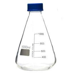 ABGIL 1000ml Borosilicate Glass Erlenmeyer Narrow Conical Flask with Screw Cap, ABG1527-13
