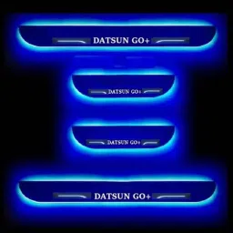 Car Accessories Hub 4 Pcs Acrylic Black Sill Scuff Plate Set with Blue LED for Datsun Go+ All Model-22