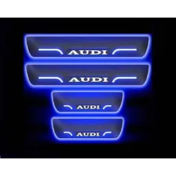 Car Accessories Hub 4 Pcs Acrylic Black Sill Scuff Plate Set with Blue LED &a; Audi Logo for Chevrolet All Models-image-52