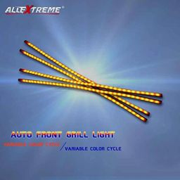 AllExtreme EXRGBNL 4X 4 Pcs 60cm 12V RGB Flashing Dynamic Streamer Turn Signal Warning Emergency Strip Light Set image 4