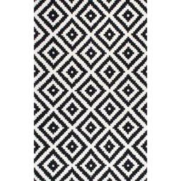 Carpetify 3x5ft Black &a; White Handmade Embossed Woolen Area Rug, 0729Y5AW294-9
