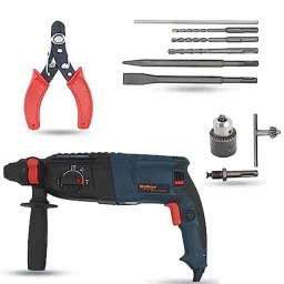 Walkers 1200W Forward &a; Reverse Rotation Hammer Impact Drill Machine with 5 Pcs SDS Plus Bit, Drill Chuck, SDS Adapter &a; Wire Cutter, WKCB370-43