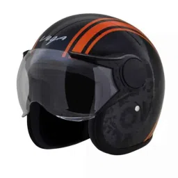 Vega Old School ABS Black Orange Open Face Helmet, Size: Large-picture-6