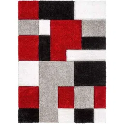 Carpetify 3x5ft Red &a; Black Modern Geometric 3D Textured Thick &a; Soft Shag Carpet, 0511Z7WNKQ2-image-5
