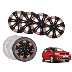 Auto Pearl 4 Pcs 15 inch Black &a; Copper ABS Press Type Hubcap Wheel Cover Set with Retention Ring for Volkswagen PoloVivoGT-image-90