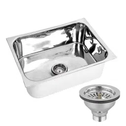 Happy Homes 24x18x9 inch Glossy Finish 304 High Grade Stainless Steel Single Bowl Kitchen Sink with Round Coupling, HH-02-image-30