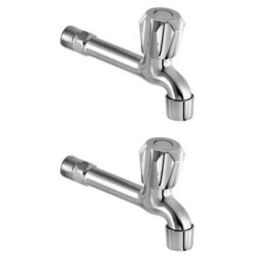 Drizzle ContiMini 2 Pcs Brass Chrome Finish Silver Long Body Bib Cock Set with Foam Flow, LONGCONTIMINI2-27
