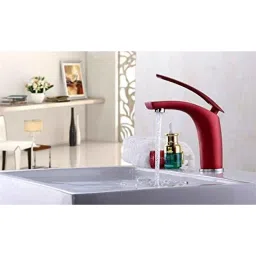 Aquieen Luxury Series Brass Matte Red Extended Body Hot &a; Cold Mixer Basin Tap-image-73